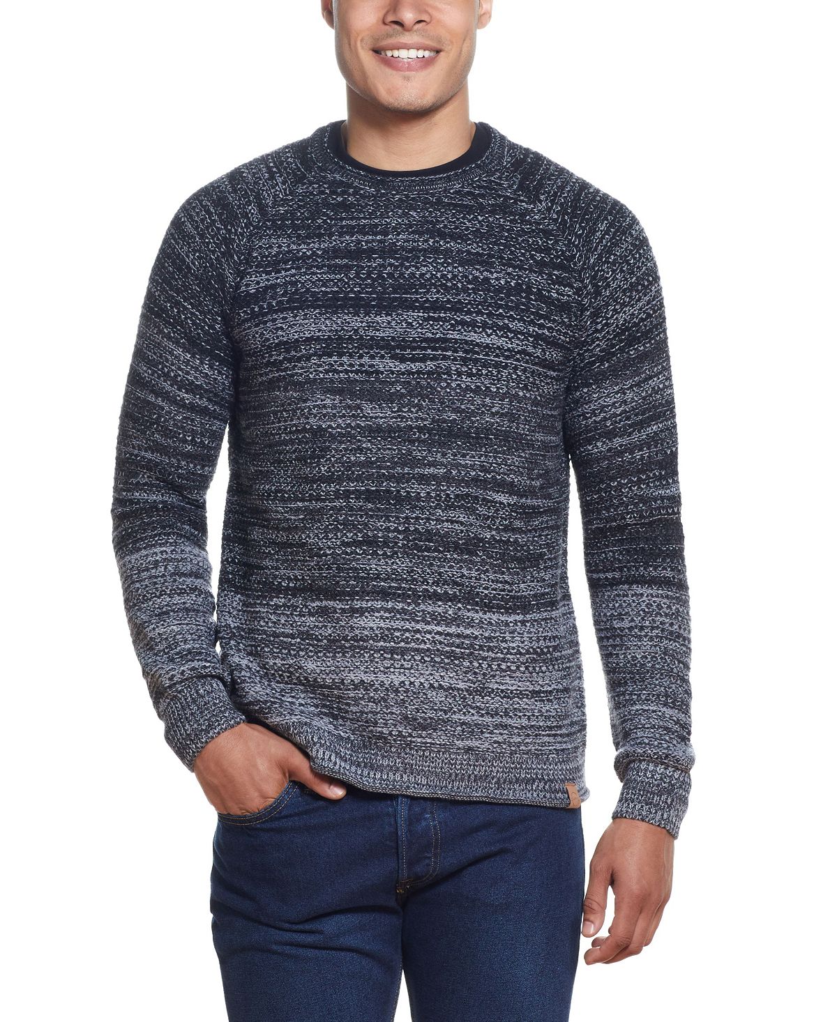 Weatherproof Vintage Ombre Roll Crew Sweater Black Marl