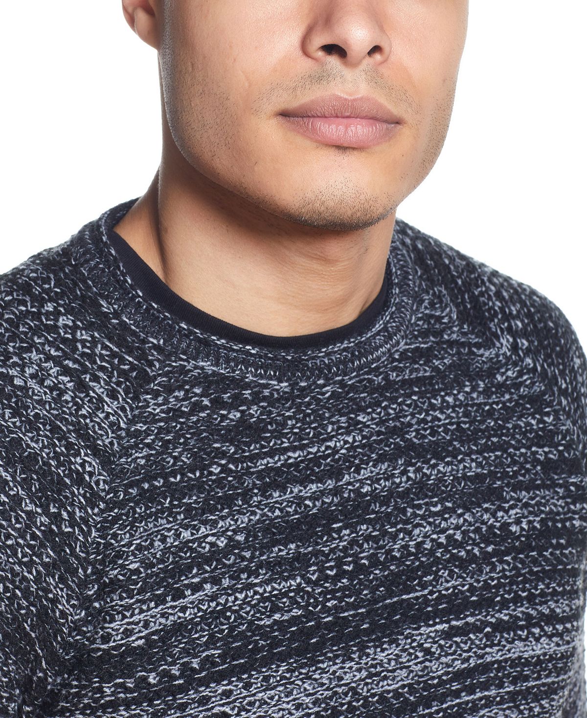 Weatherproof Vintage Ombre Roll Crew Sweater Black Marl