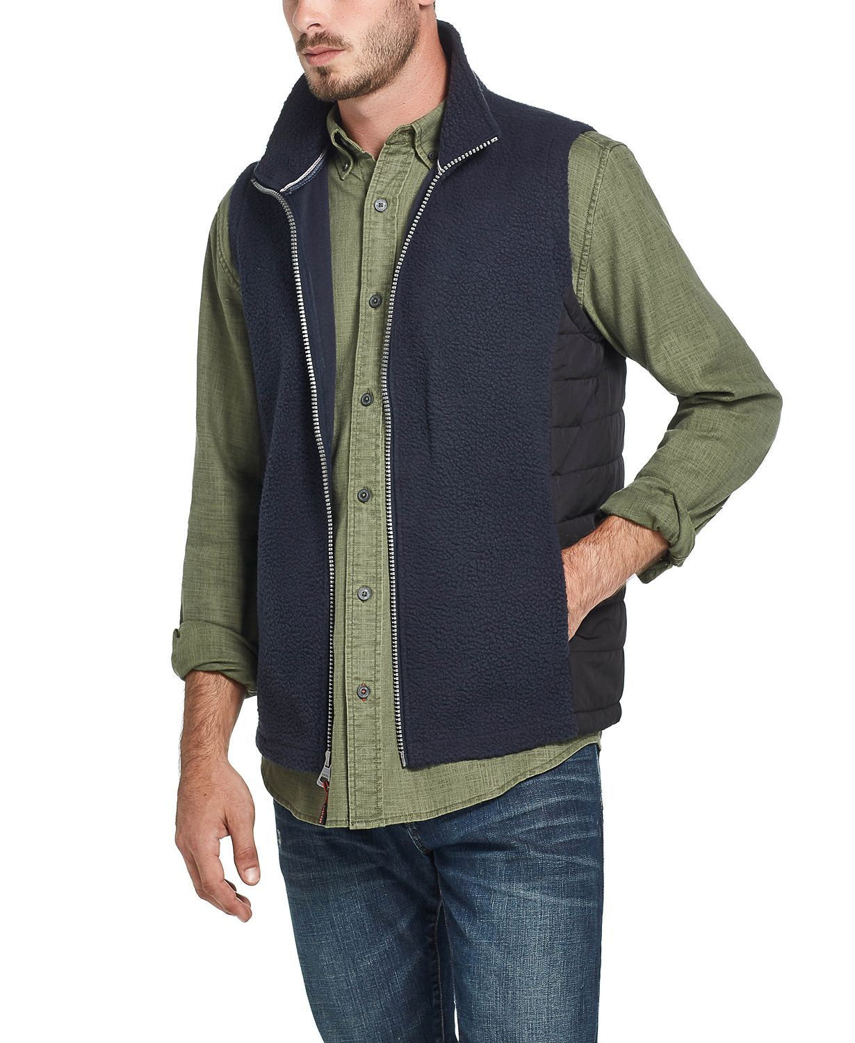 Weatherproof Vintage Pebble Fleece Vest Navy