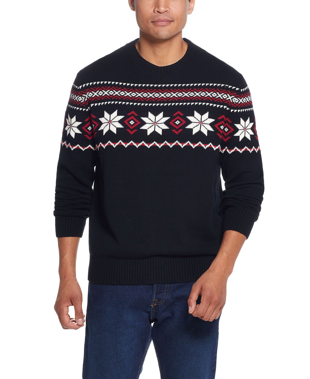 Weatherproof Vintage Snowflake Crew Neck Sweater Black