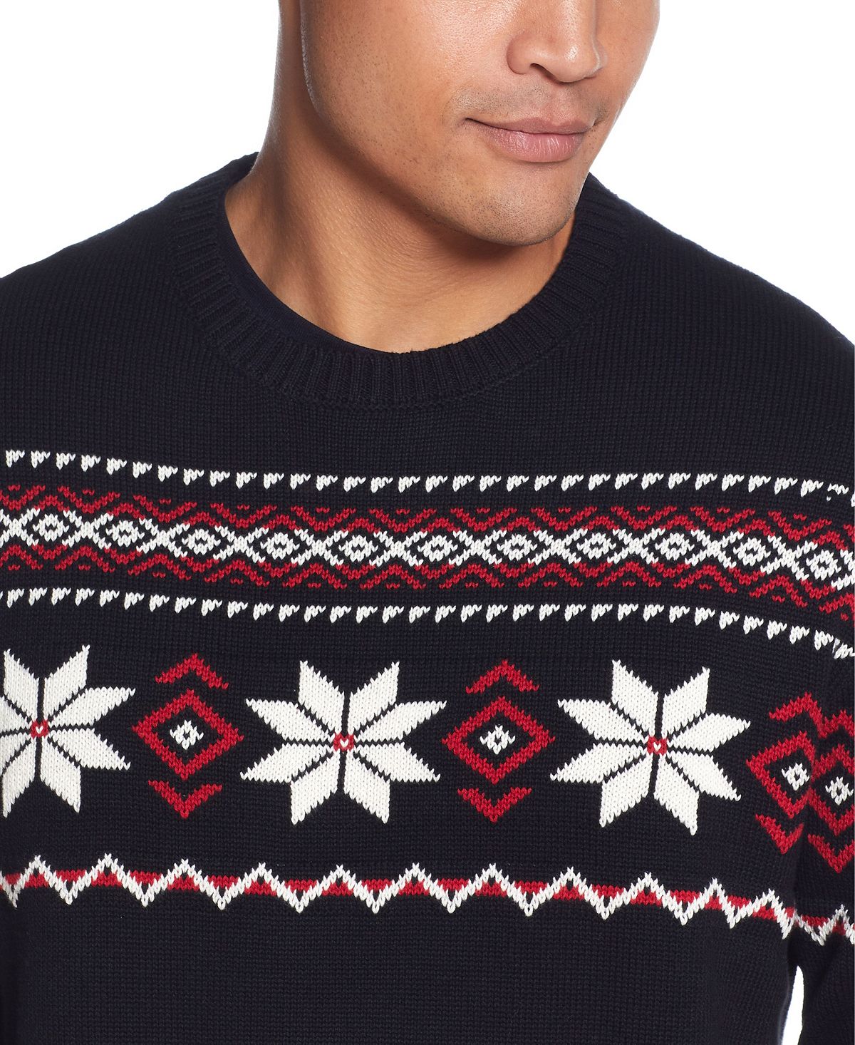 Weatherproof Vintage Snowflake Crew Neck Sweater Black