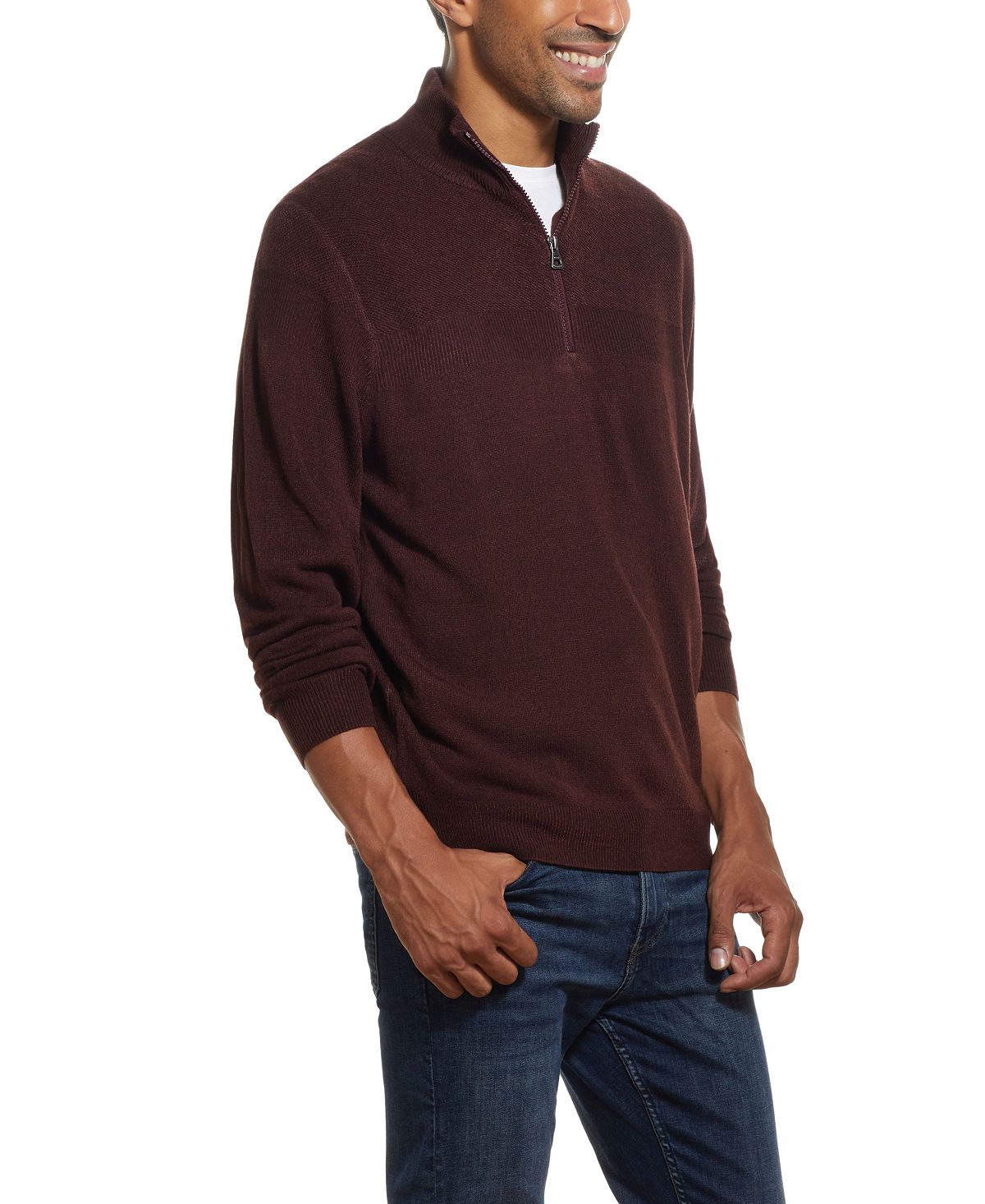 Weatherproof Vintage Soft Touch 1/4 Zip Sweater Oxblood Heather