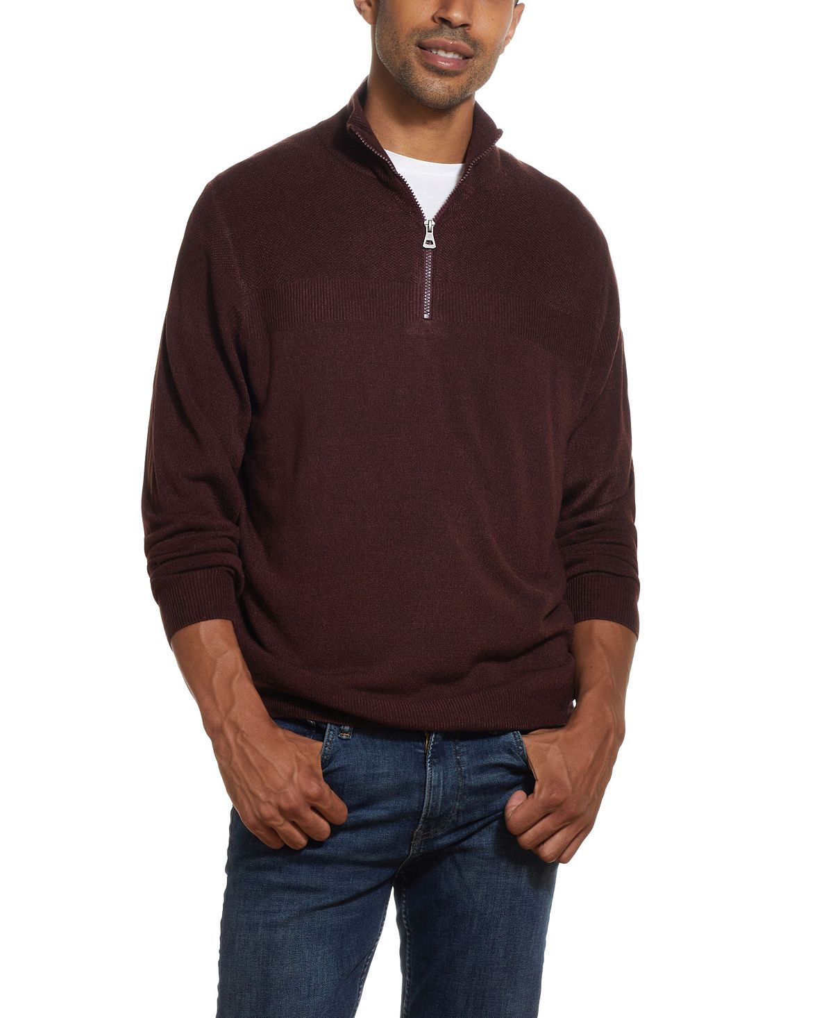 Weatherproof Vintage Soft Touch 1/4 Zip Sweater Oxblood Heather