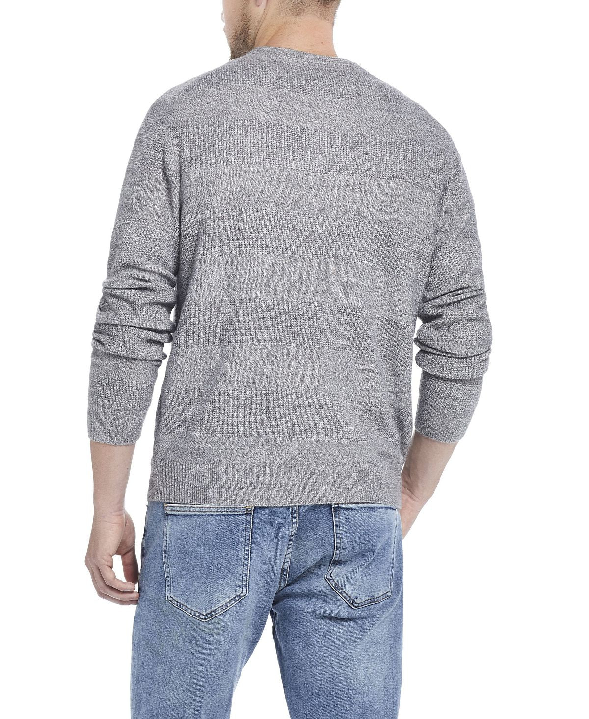 Weatherproof Vintage Soft Touch Stripe Crew Neck Sweater Gray Marl