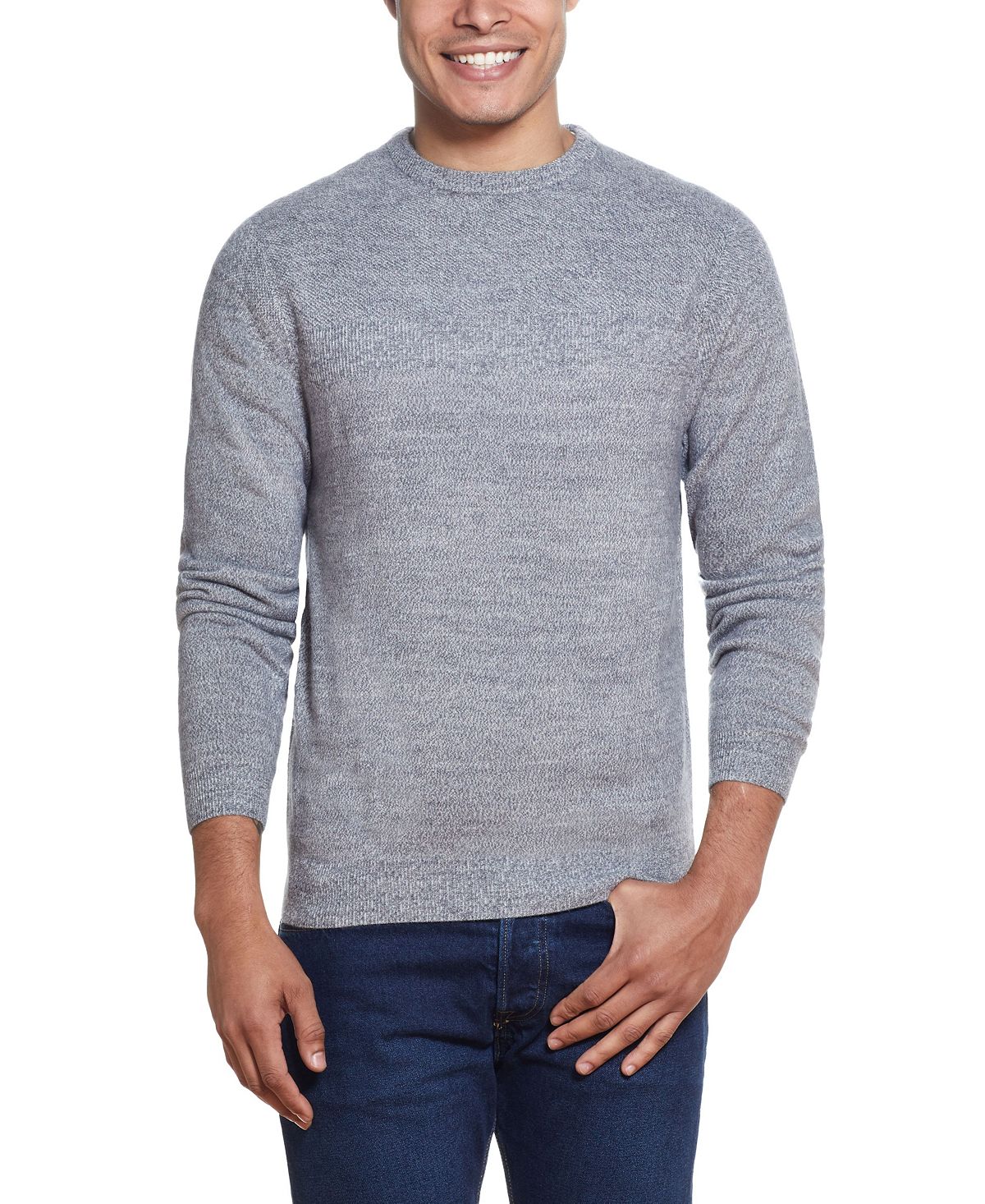 Weatherproof Vintage Soft Touch Stripe Crew Neck Sweater Gray Marl
