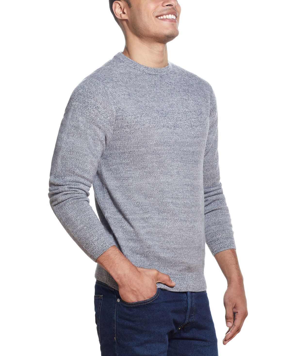 Weatherproof Vintage Soft Touch Stripe Crew Neck Sweater Gray Marl