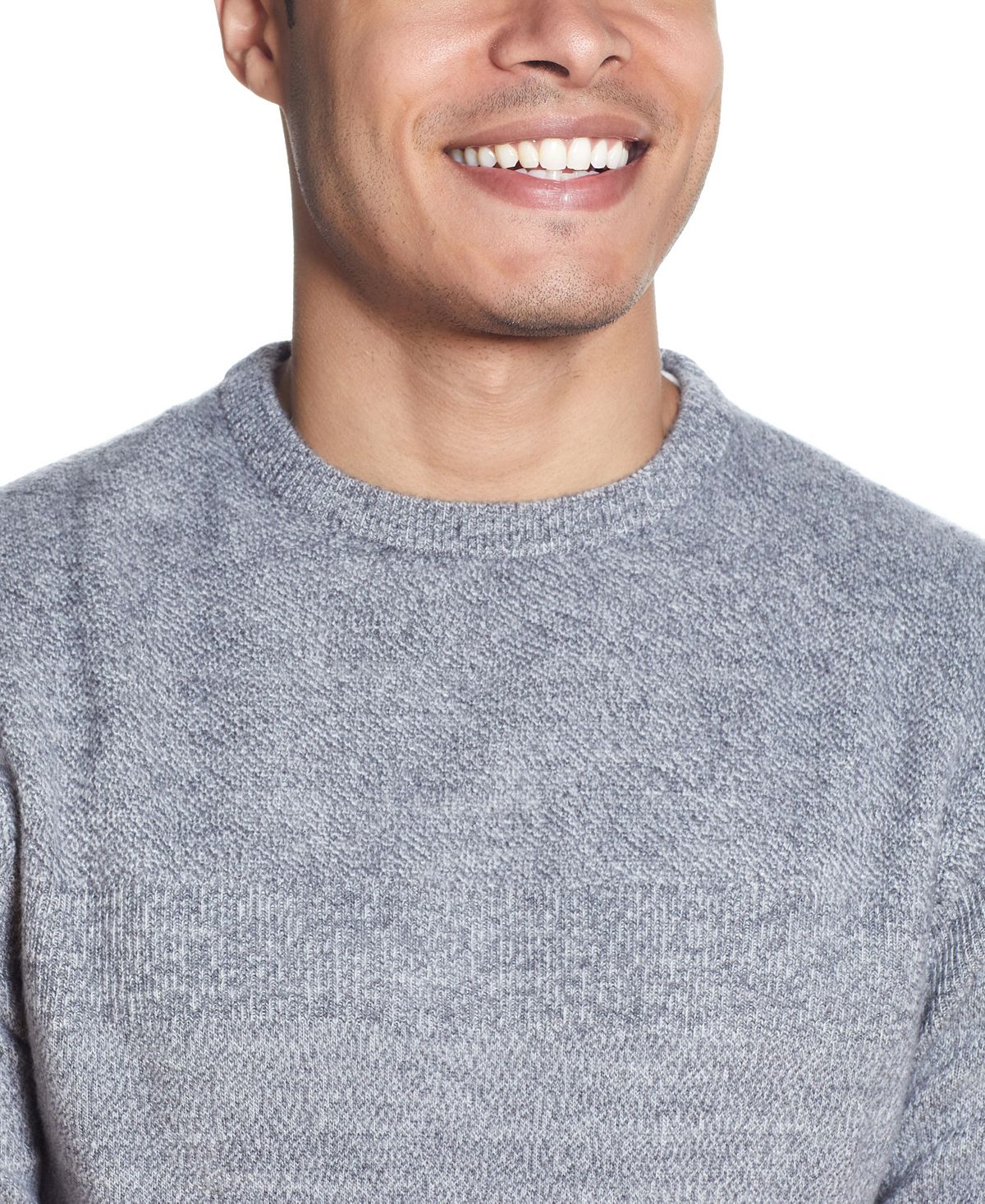 Weatherproof Vintage Soft Touch Stripe Crew Neck Sweater Gray Marl