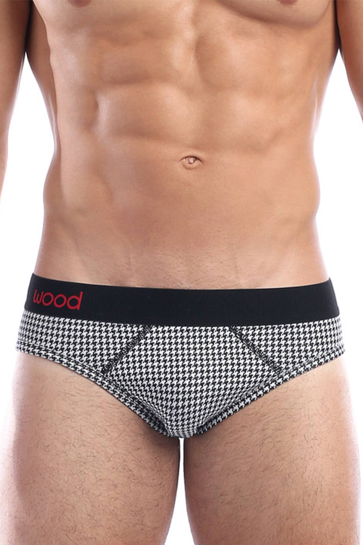 Wood Black and White Houndstooth Hip Brief