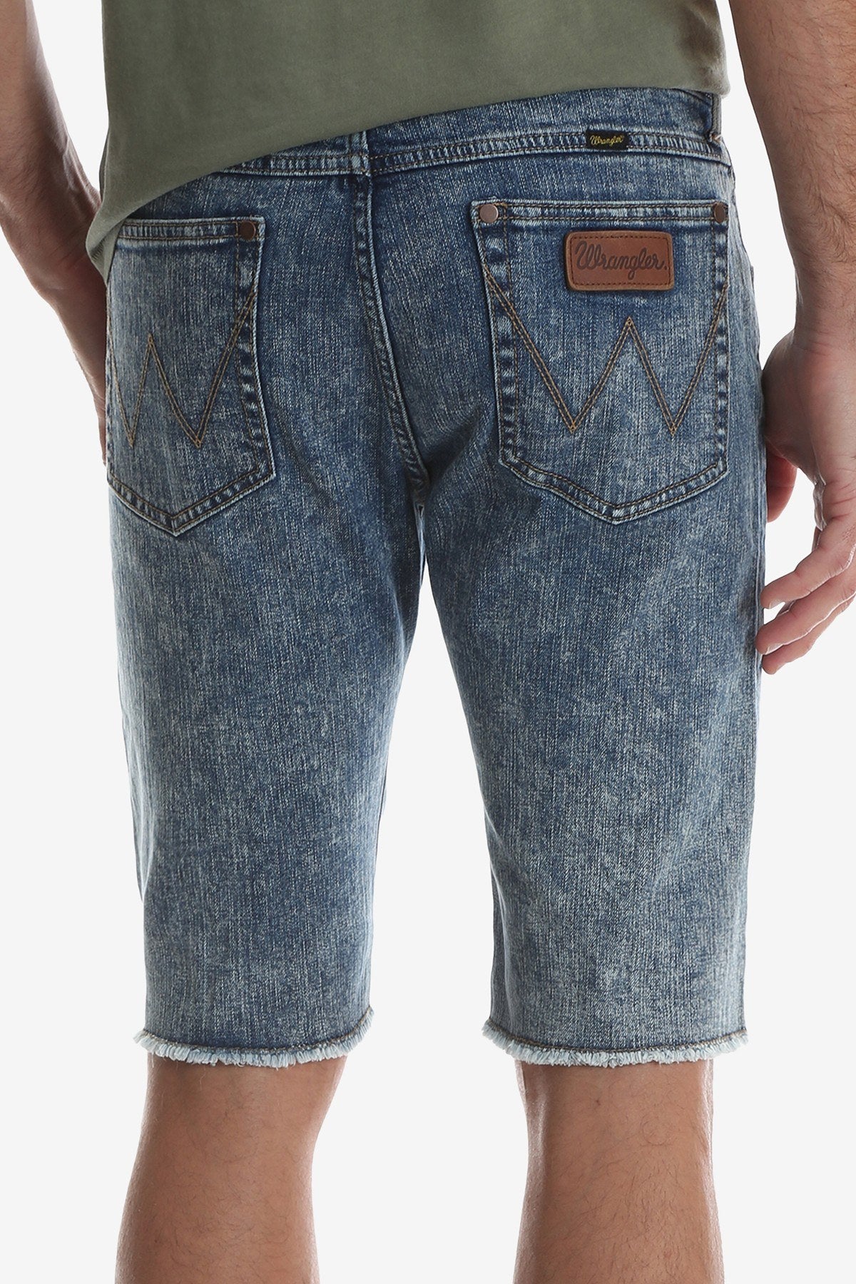 Wrangler Acid Wash Frayed Hem Denim Short