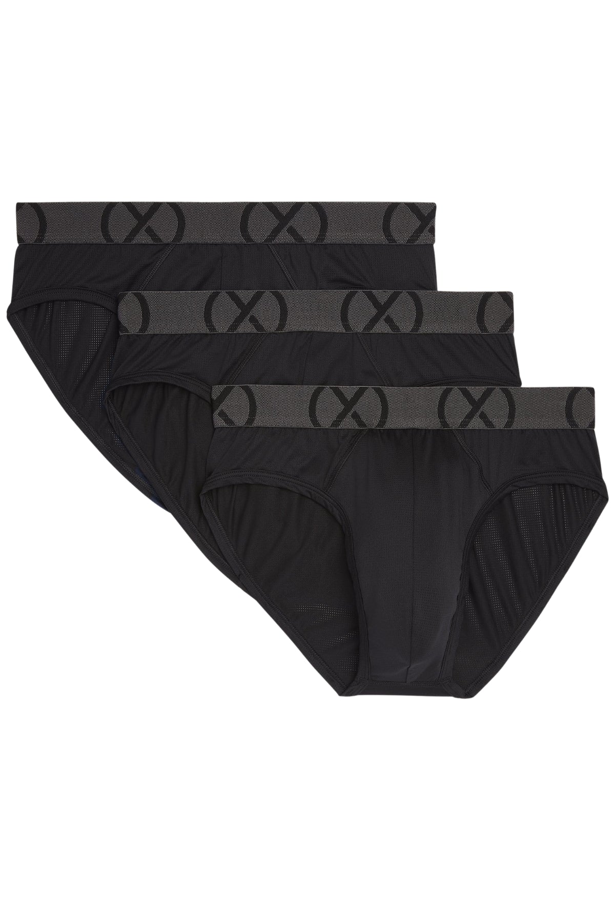 (X) All Black Sport Mesh No-Show Brief 3-pack