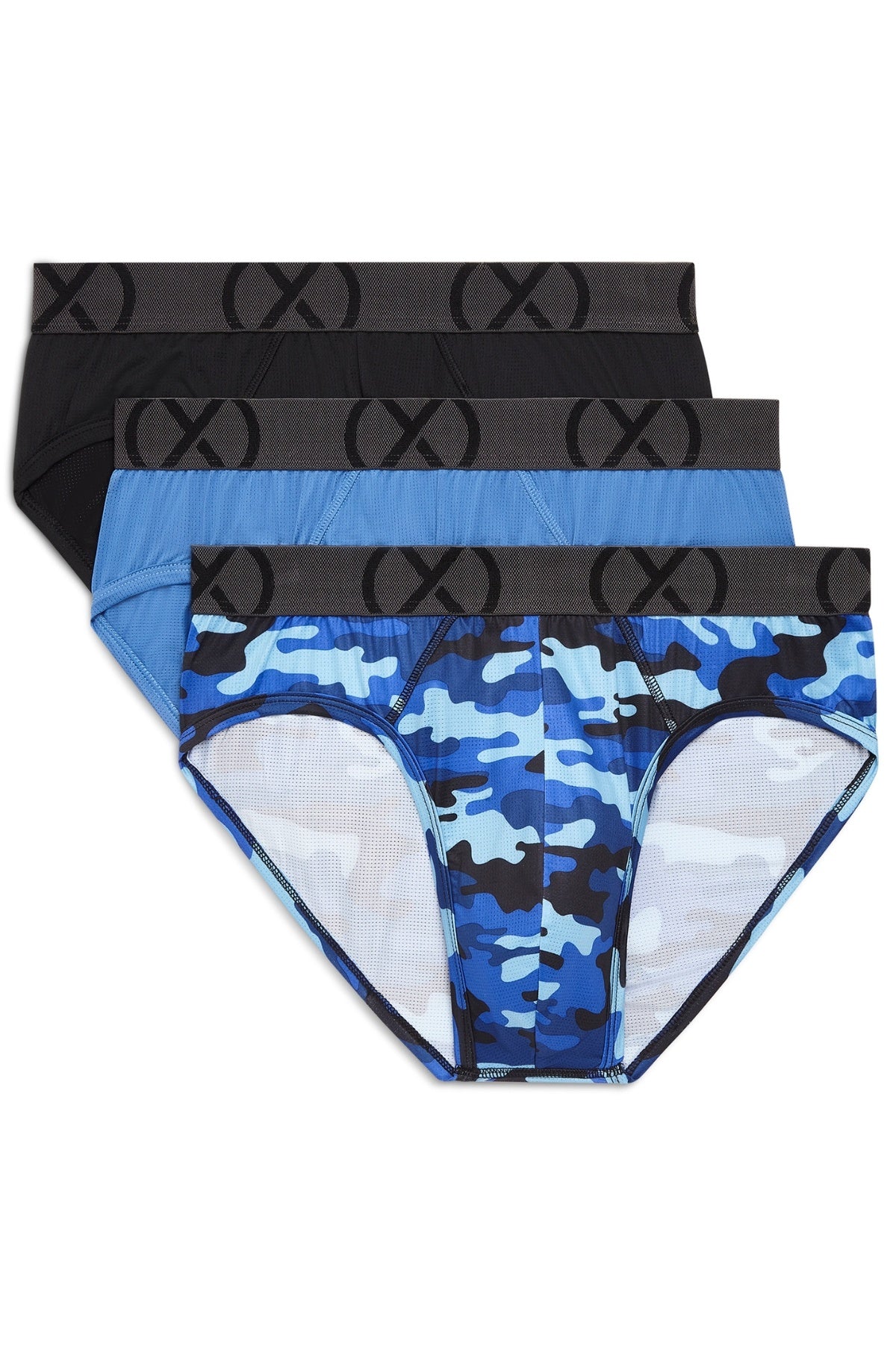 (X) Black/Denim/Camo Sport Mesh No-Show Brief 3-Pack