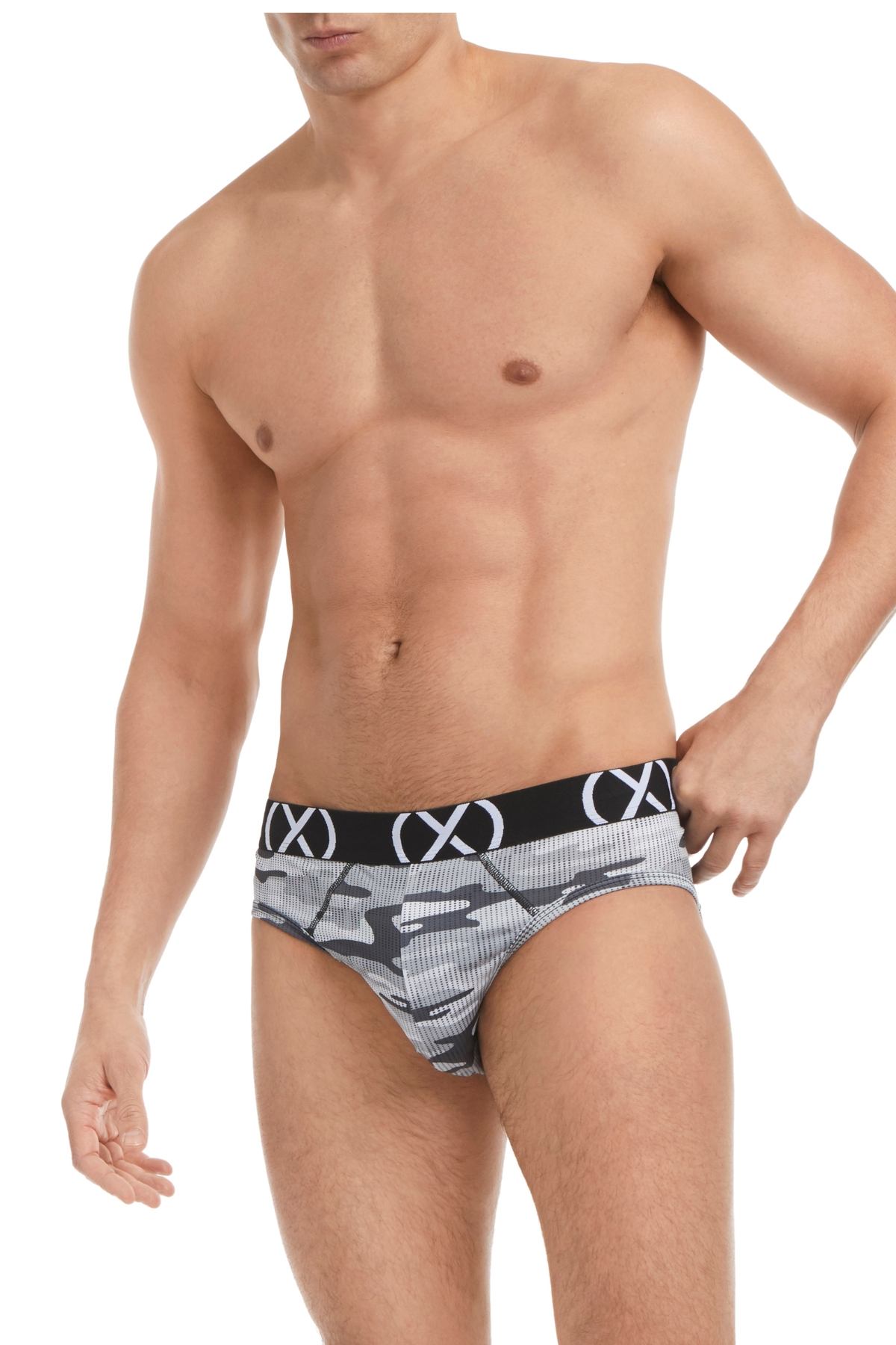 (X) Black Lead and Tech Camo No Show Briefs 3-Pack