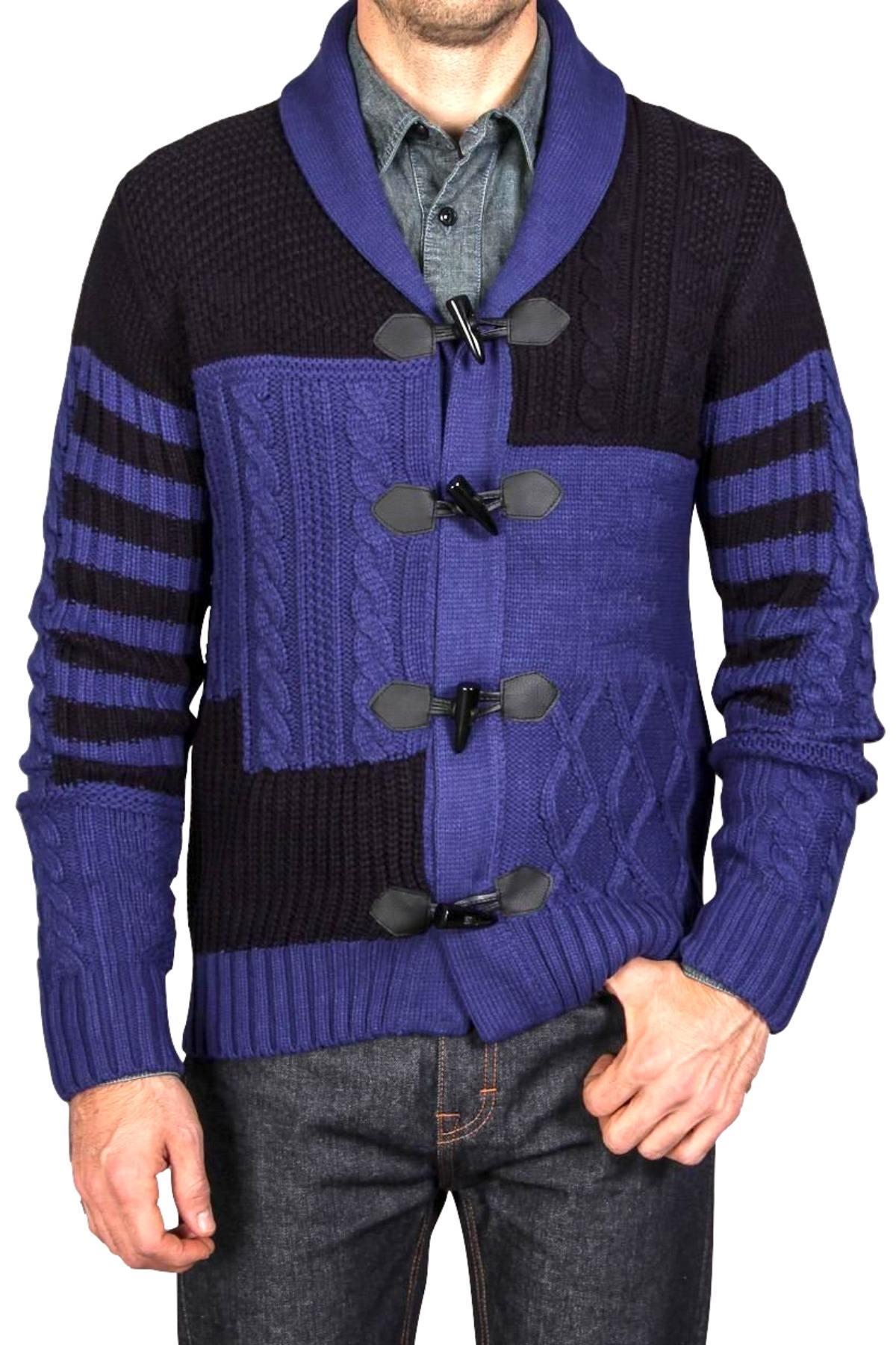 X-Ray Jeans Blue/Navy Color-Block Toggle Sweater
