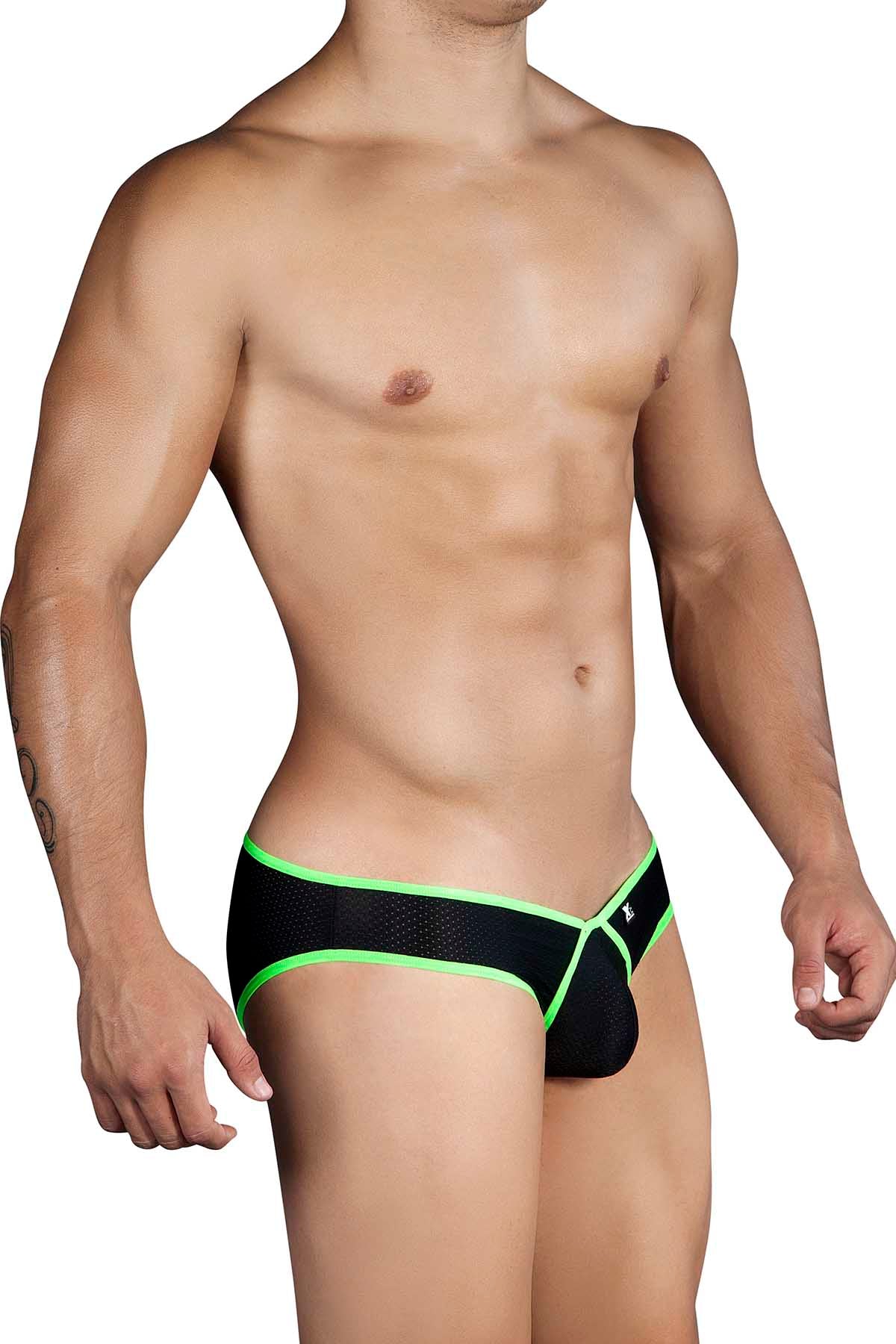 XTREMEN Black/Green Lean-Cut Piping Brief
