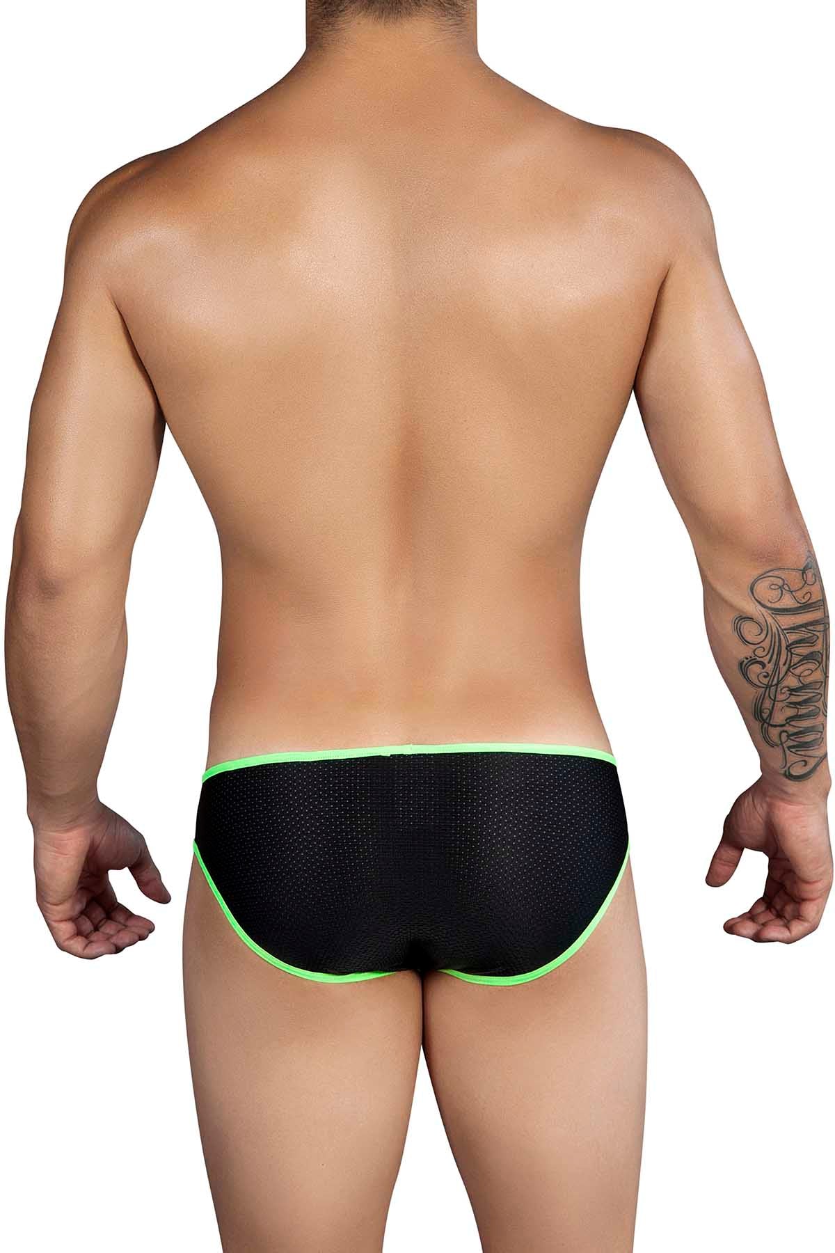 XTREMEN Black/Green Lean-Cut Piping Brief