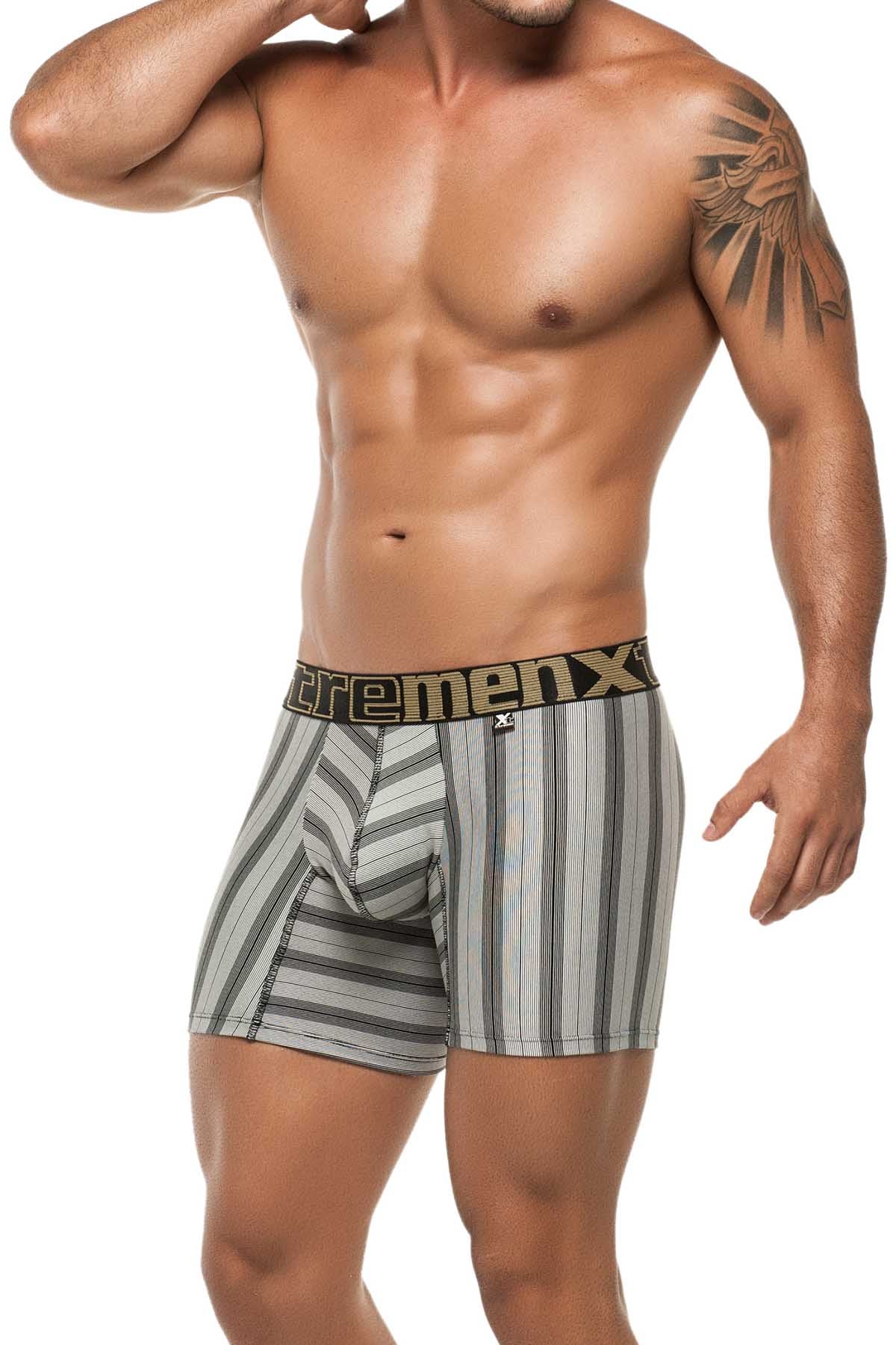 XTREMEN Black/White Stripe Microfiber Boxer Brief