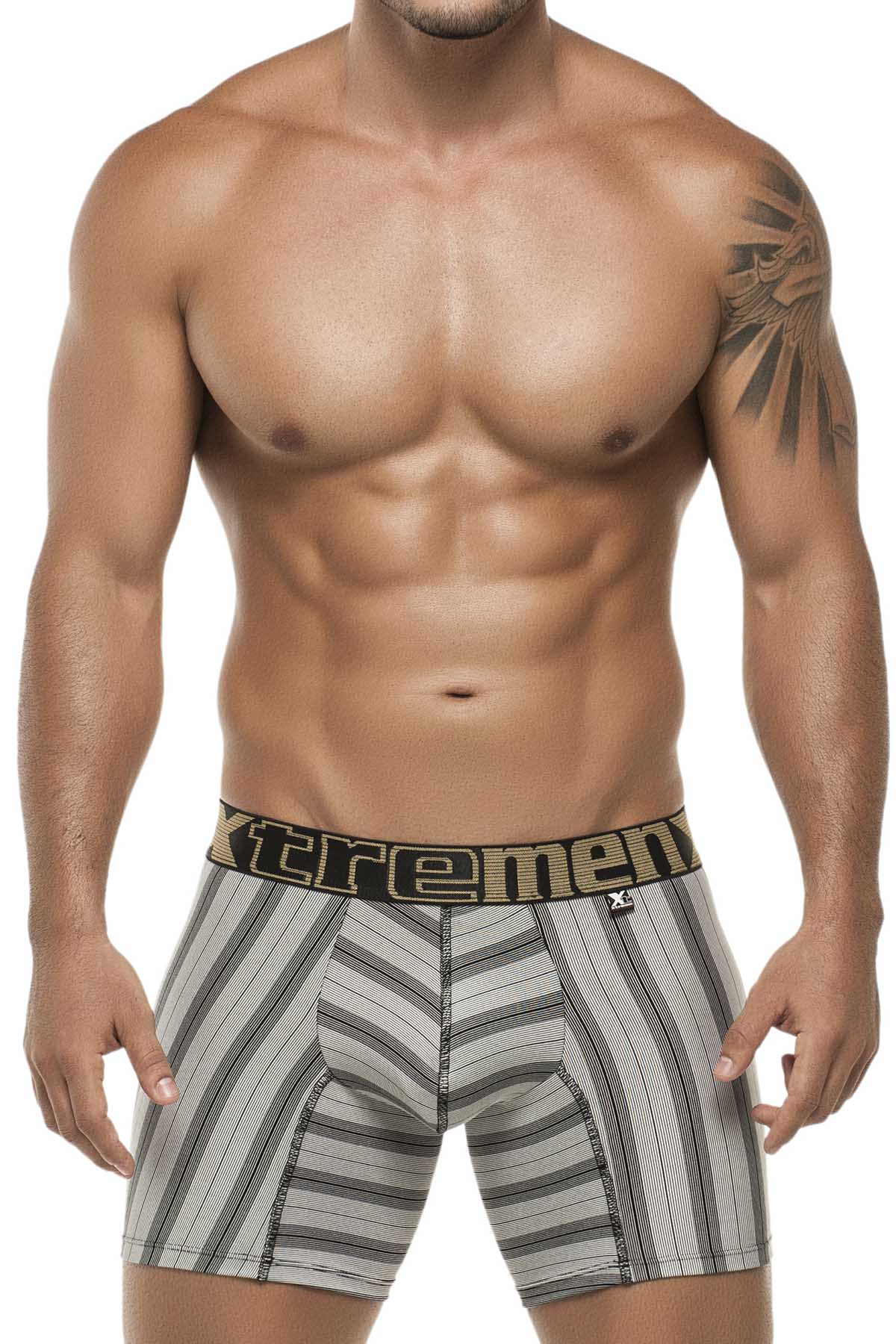 XTREMEN Black/White Stripe Microfiber Boxer Brief