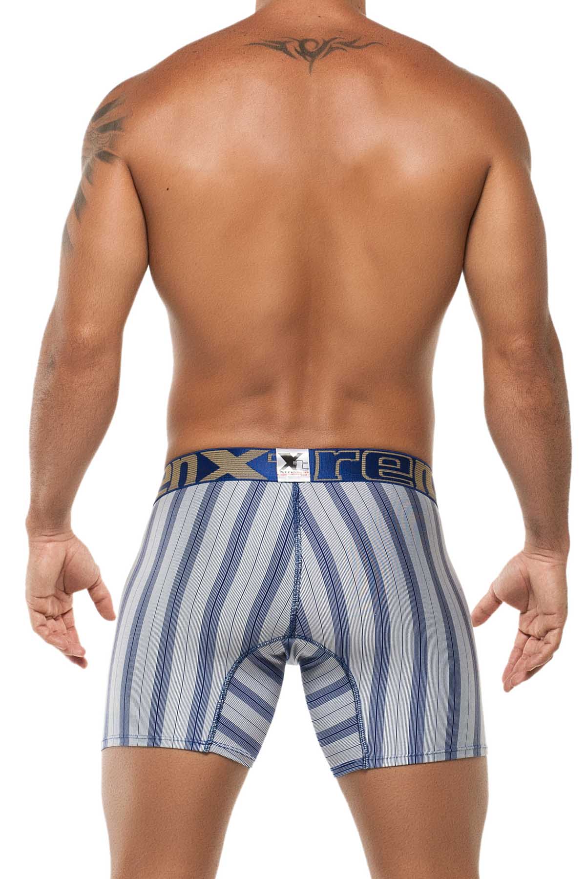 XTREMEN Blue/White Stripe Microfiber Boxer Brief