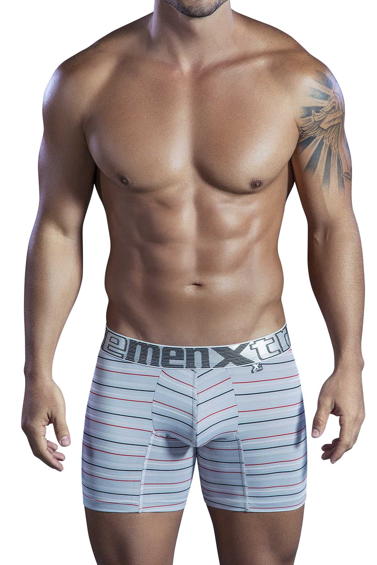 XTREMEN Light-Grey Stripes Microfiber Classic Boxer Brief