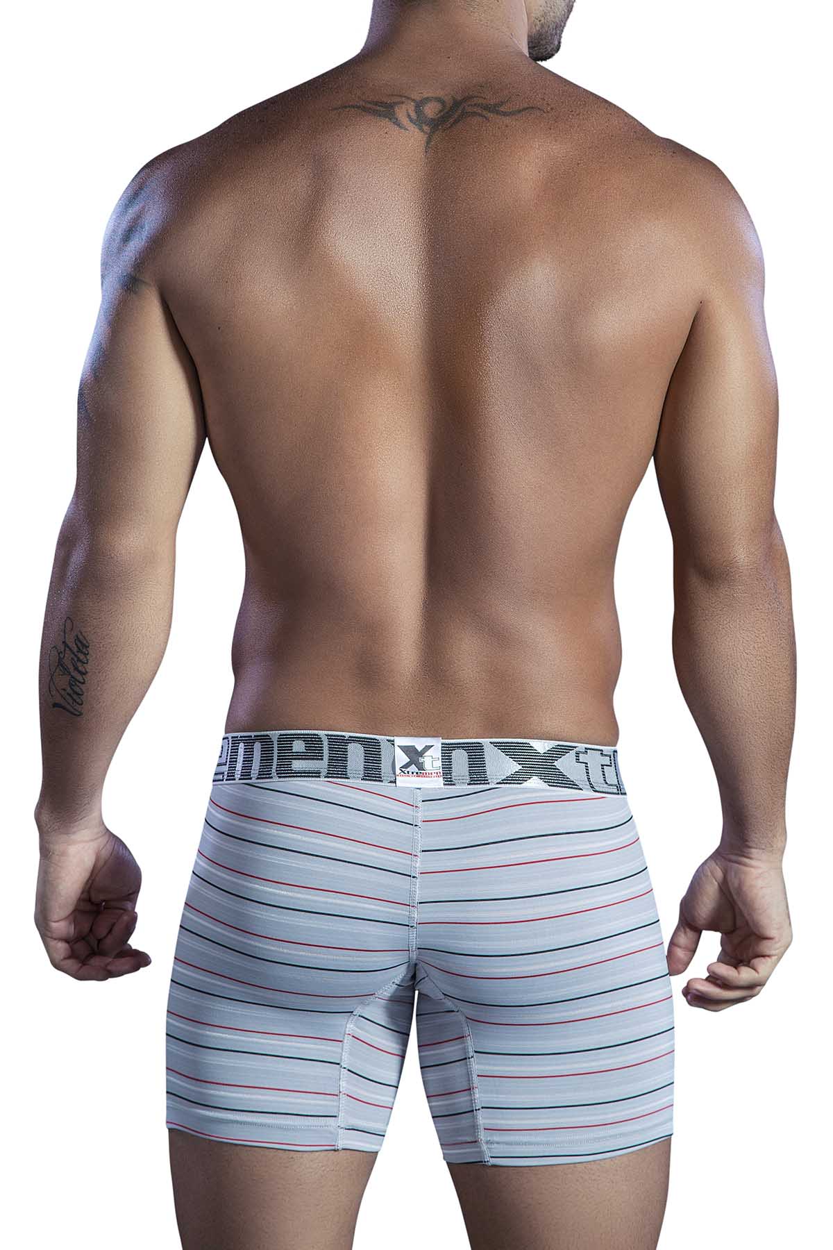 XTREMEN Light-Grey Stripes Microfiber Classic Boxer Brief