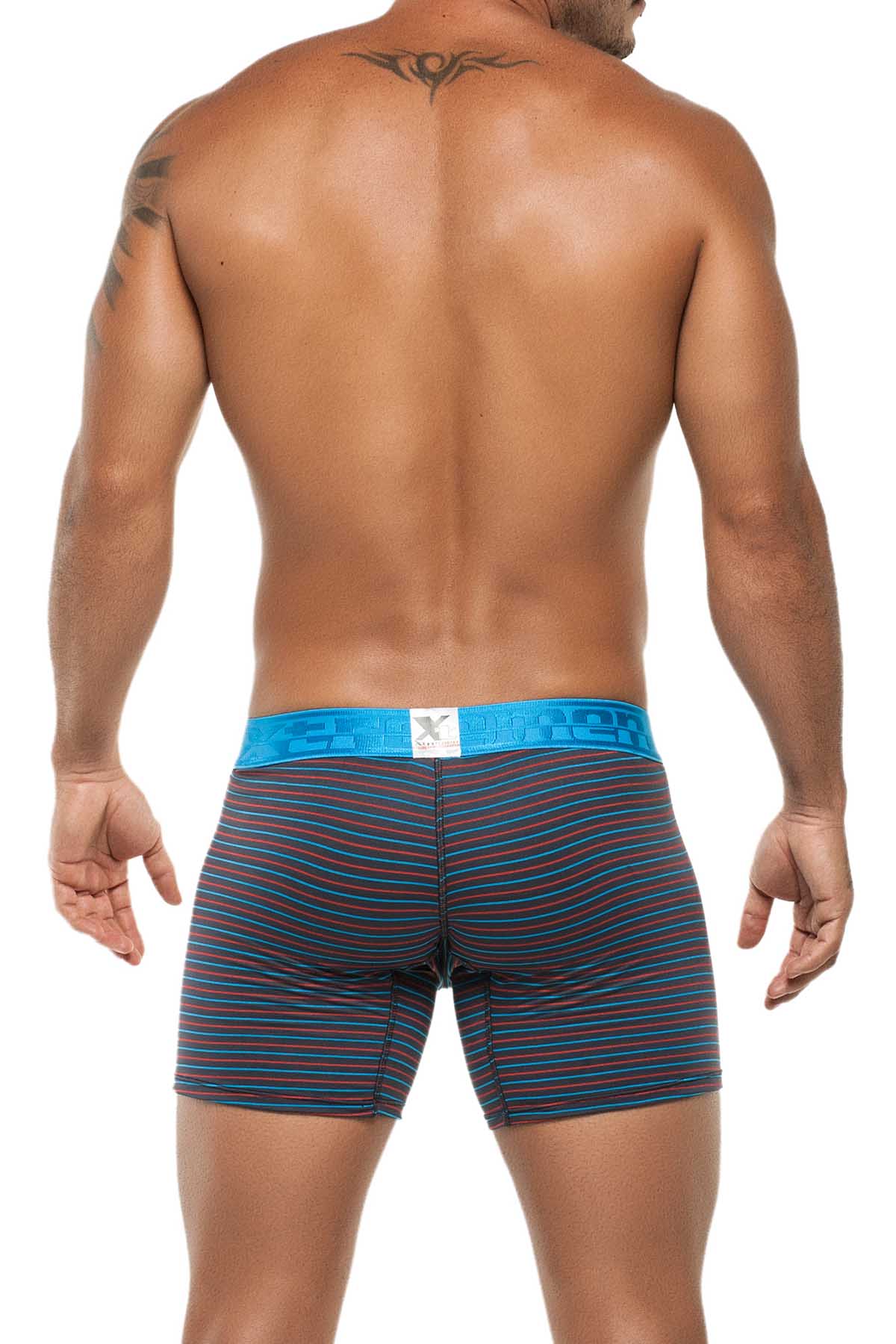 XTREMEN Red/Blue/Navy Stripe Microfiber Boxer Brief