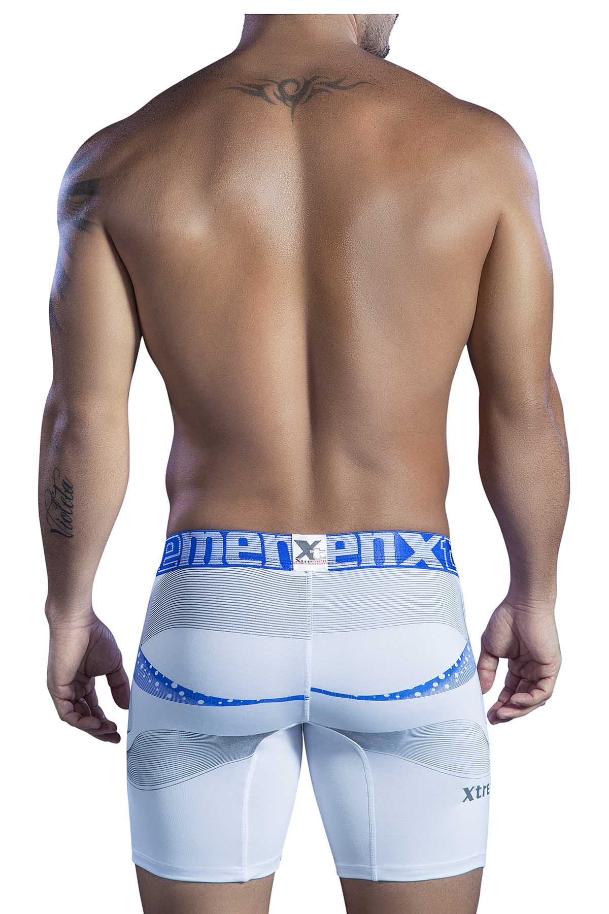 XTREMEN White/Blue Swirl Microfiber Boxer Brief