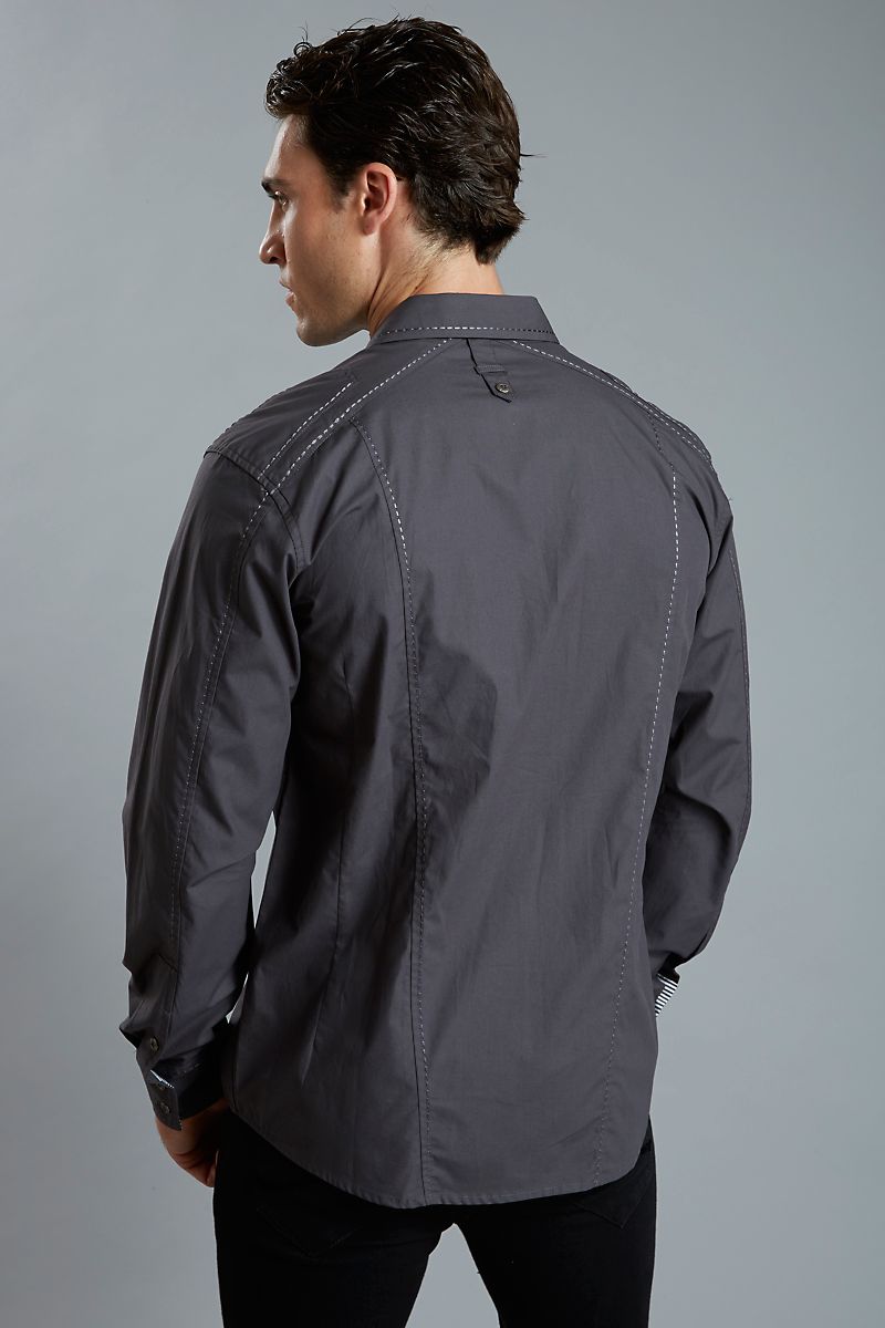 Young Republic Dark Grey Austin Long-Sleeve Button-Up