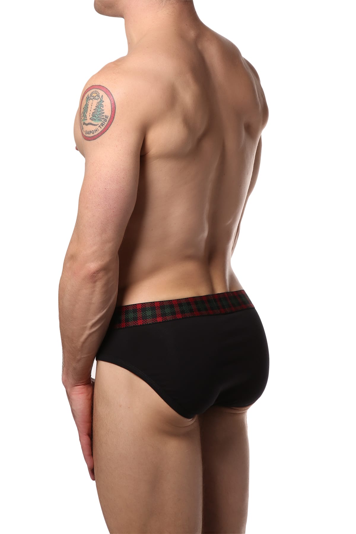 2(X)IST Black Tartan No-Show Brief