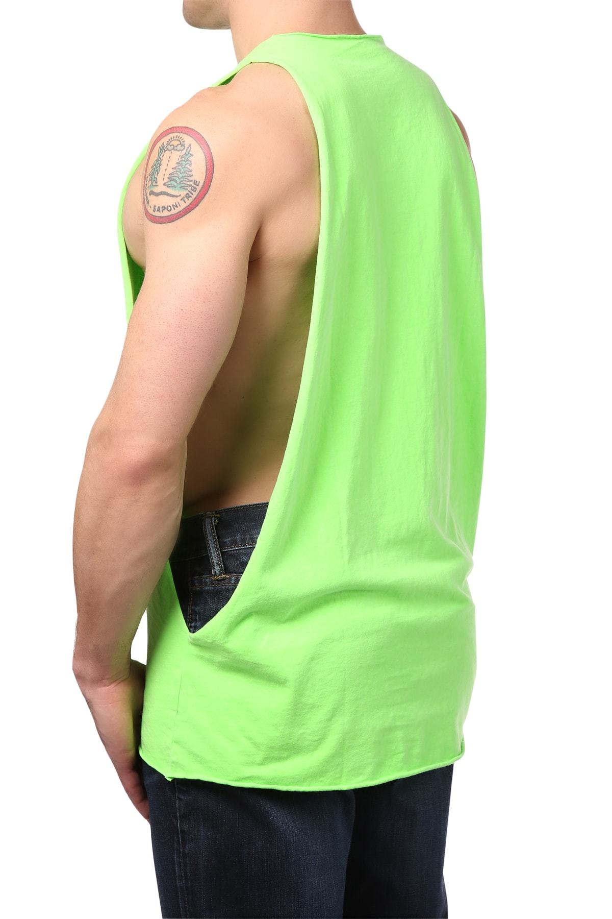 Y.M.L.A. Lime Green Split Muscle Tank