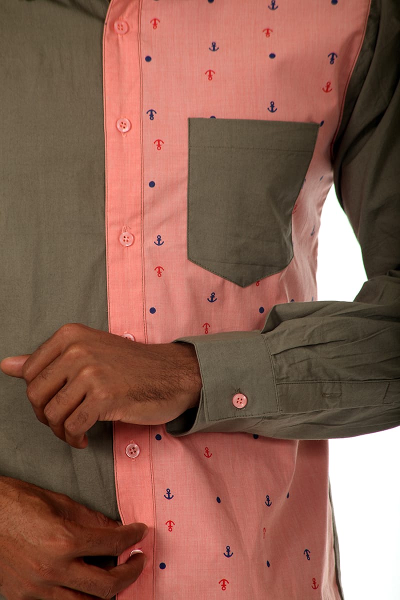 Oxymoron Salmon Anchor Mania Button-Up