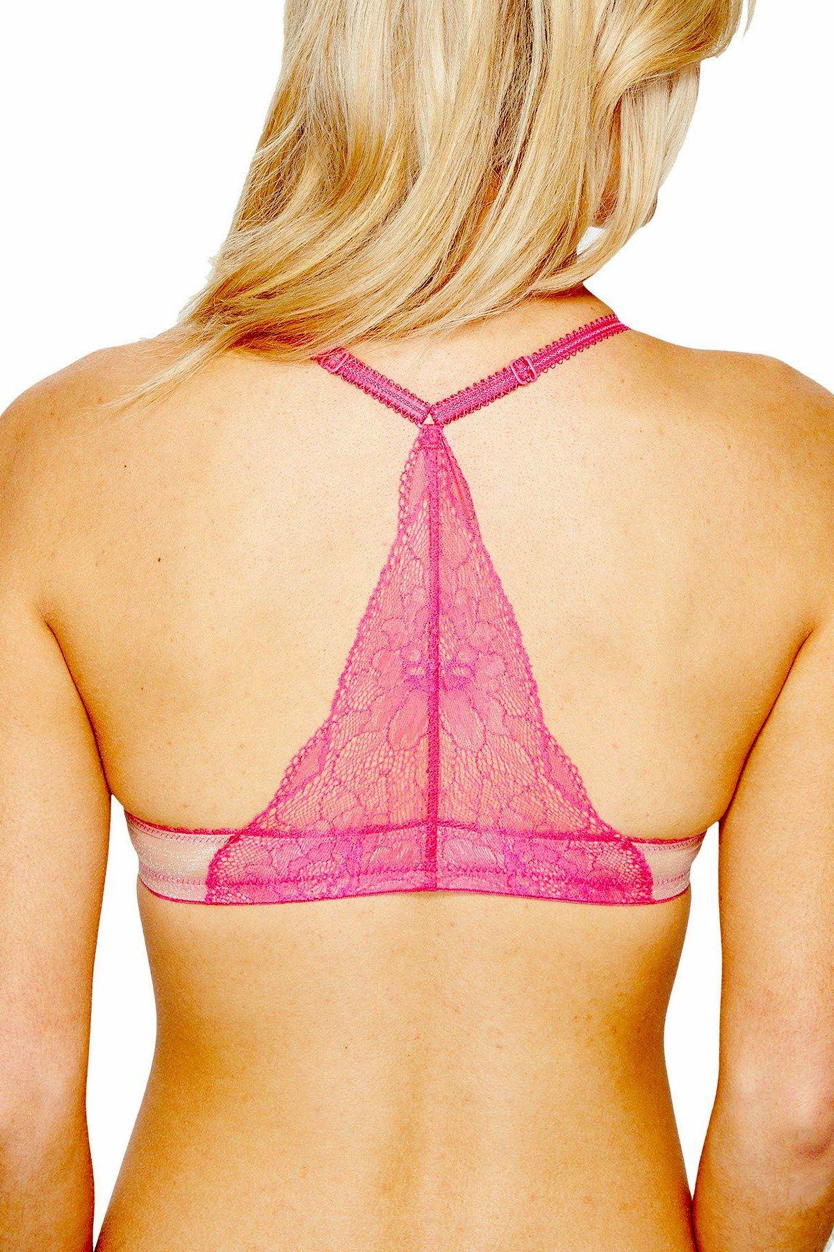 b.tempt'd Pink-Yarrow b.provocative Lace Front-Closure Racerback Bralette