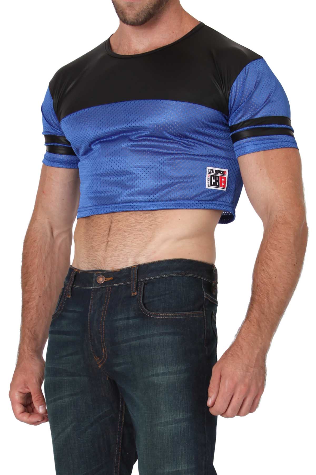 Timoteo Blue Tight End Crop Tank Top