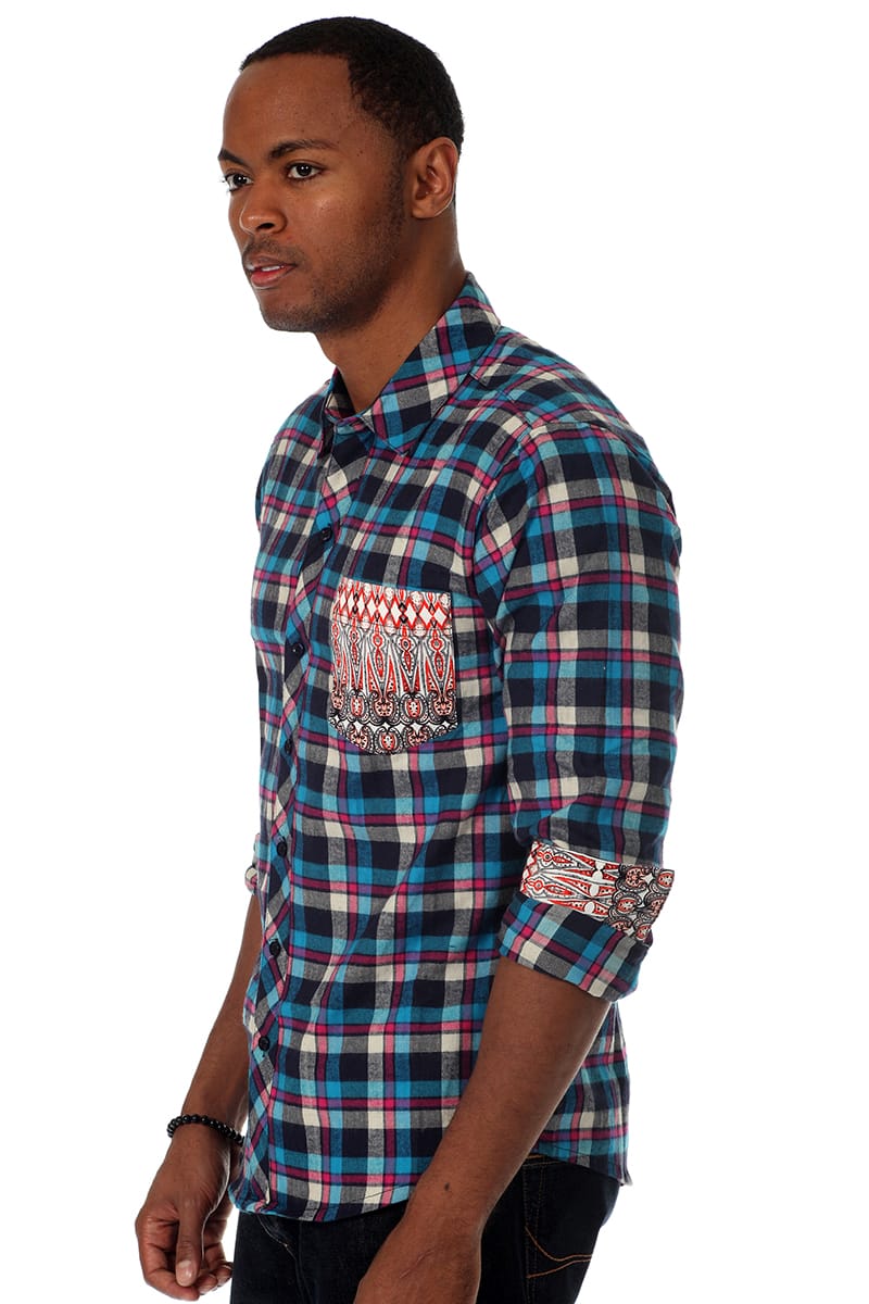 Do Nothing Black & Blue Gotchya Button Up
