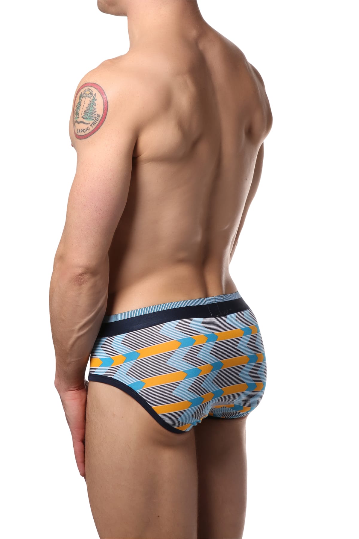 2(X)IST Zig Zag Stripe-Saffron Graphic Cotton Brief