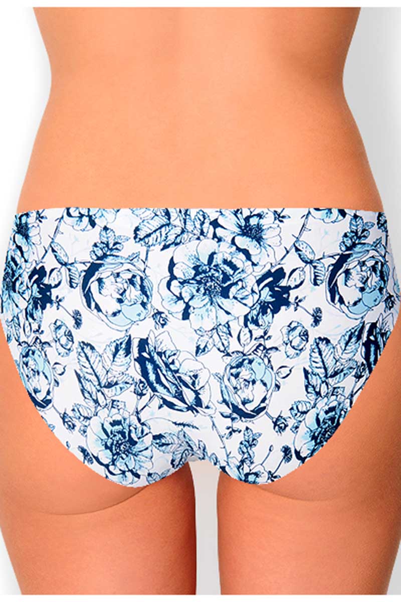AQS 3Pk Blue Flowers Laser Cut Bikini Brief