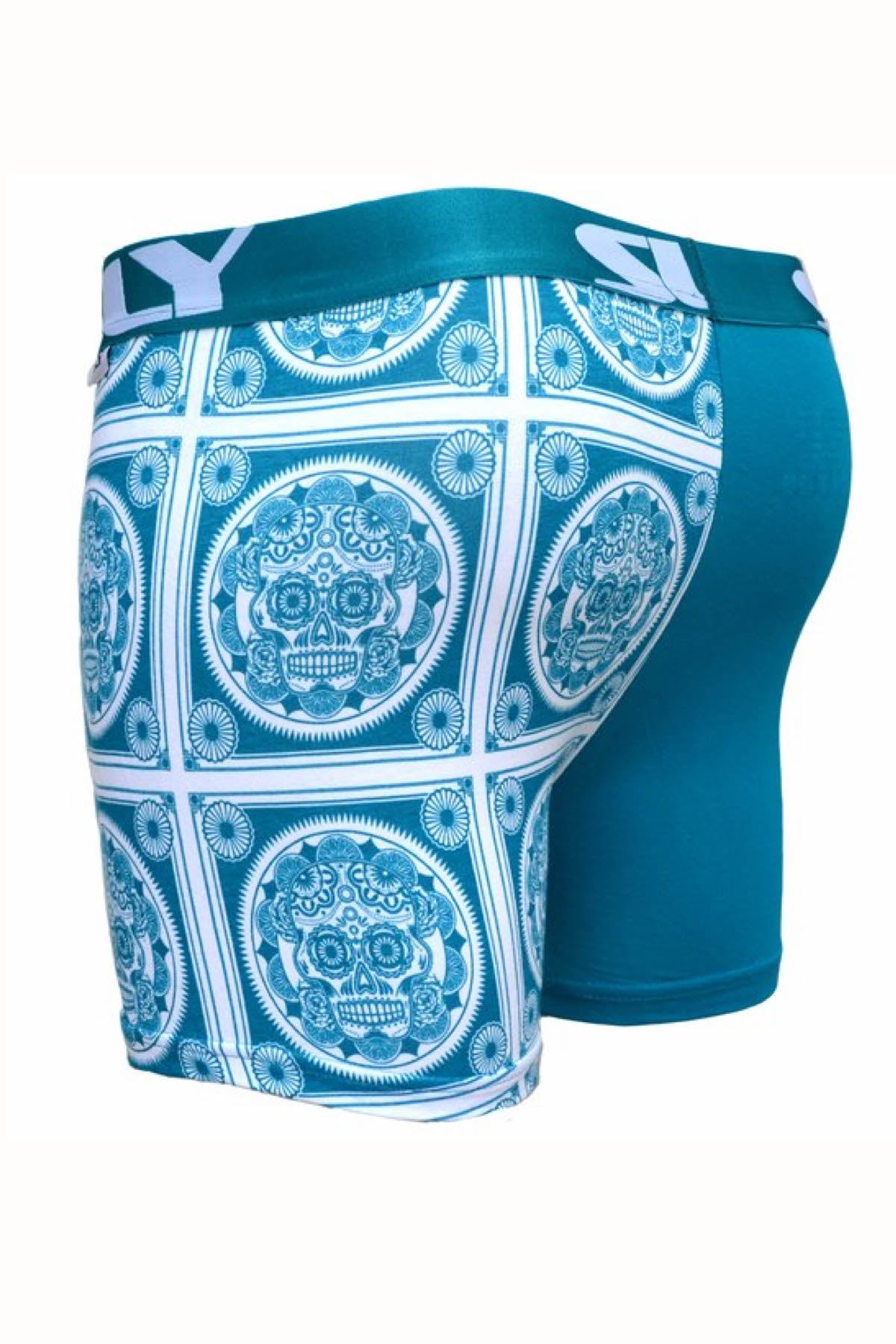 Sly Blue Sugar Skull Boxer Brief
