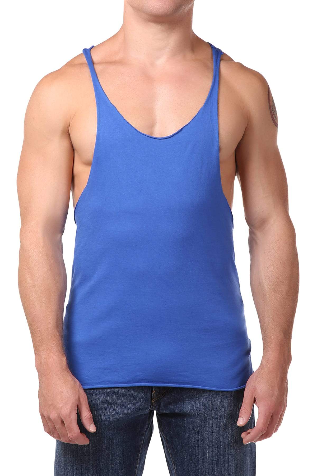 Y.M.L.A. Royal Blue Raw Edge String Tank