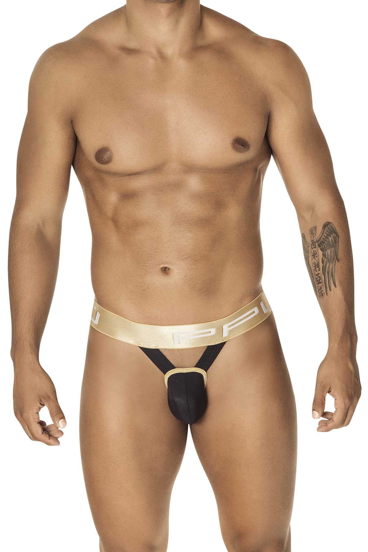 PPU Black & Gold Looped Pouch Jackstrap