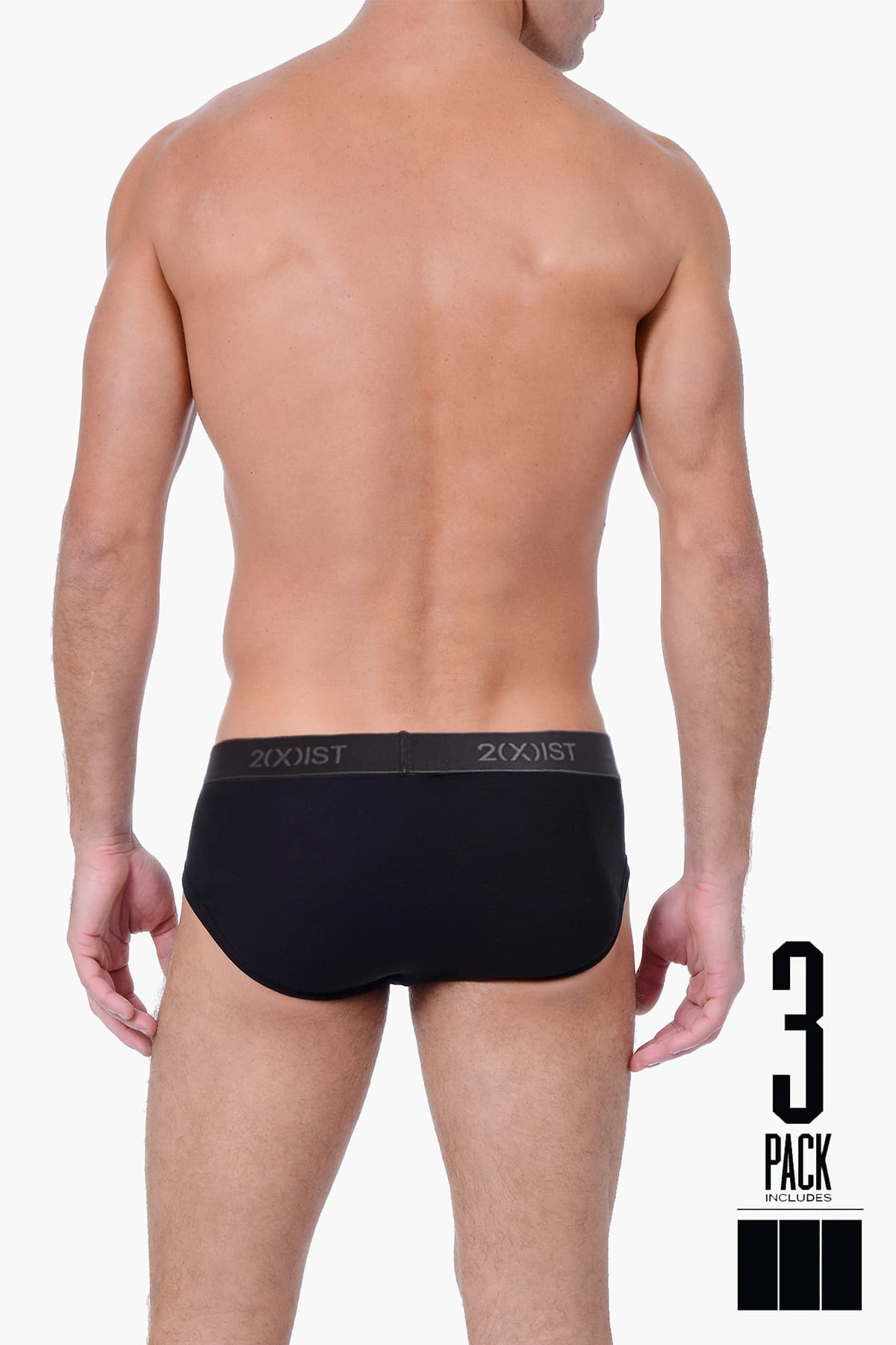 2(X)IST Black Essential Contour Brief 3-Pack