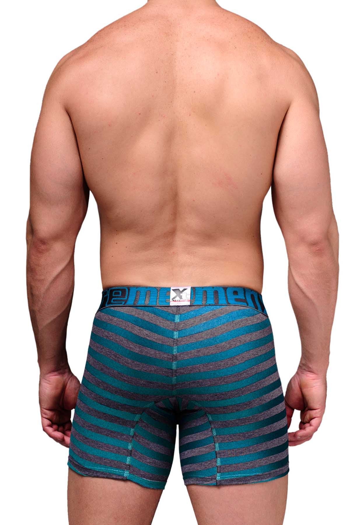 Xtremen Turquoise Large Stripes Boxer Brief