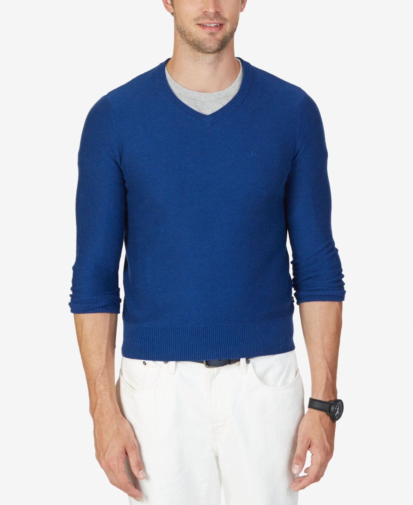 Nautica Men's Textured V-Neck Sweater