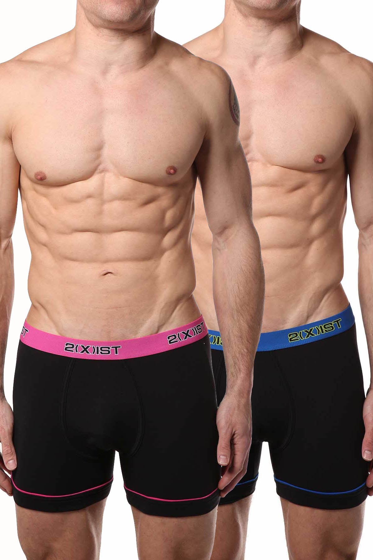 2(X)IST Black Contrast Performance Cotton Boxer Brief 2-Pack