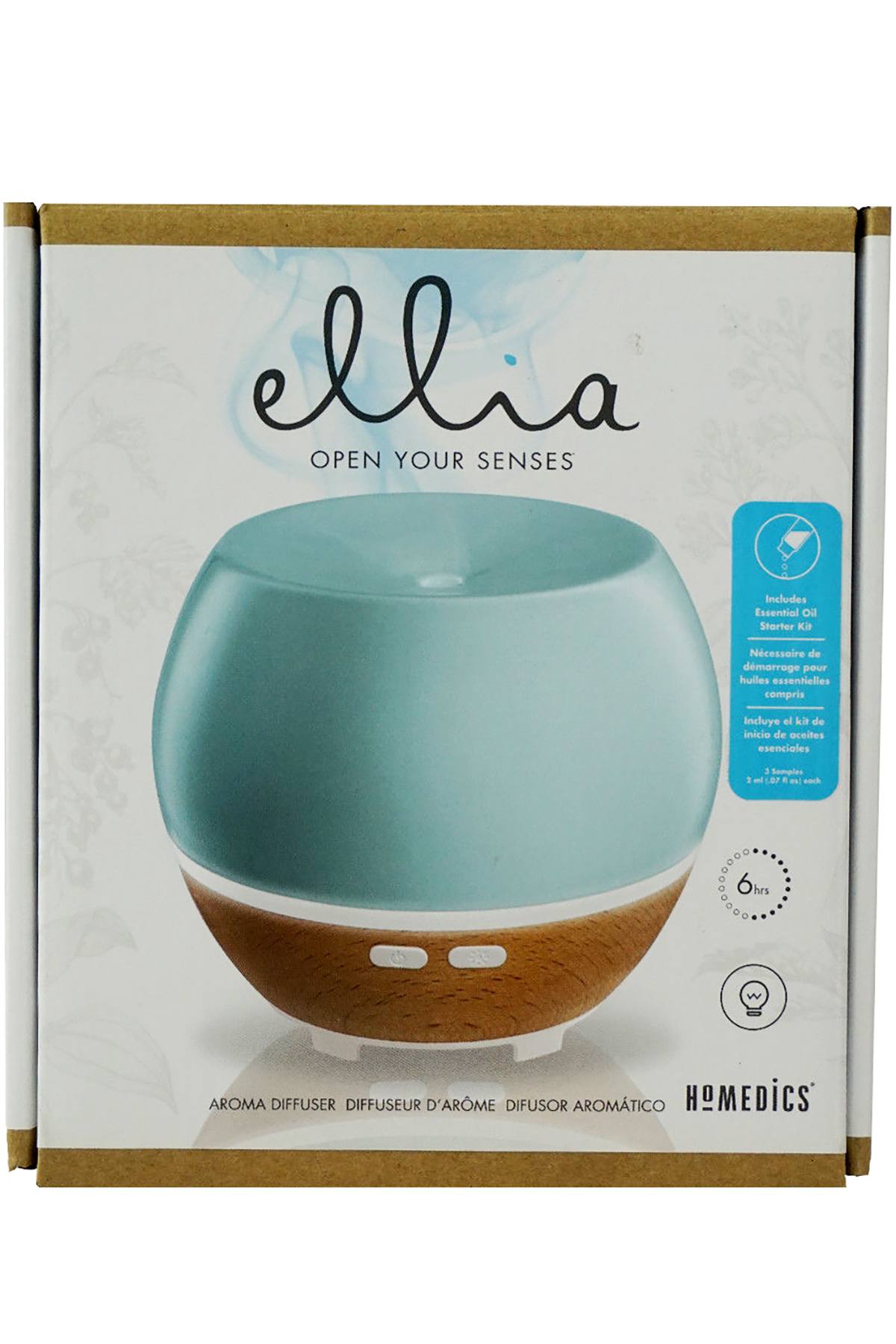 ellia for HoMEDiCS Blue Awaken Ultrasonic Aroma Diffuser Starter Kit