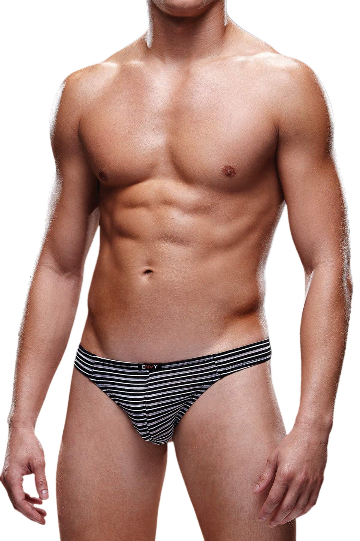 Envy Black & White Microfiber Thong