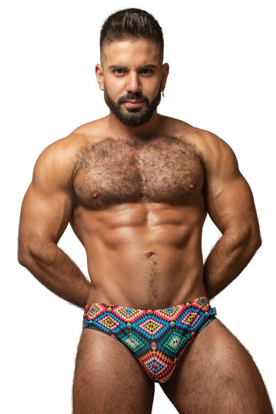 timoteo Geometric Lakeshore Low Rise Swim Brief