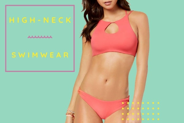 High-Fashion High-Neck Swimwear