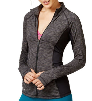 1 Ideology Black Womens Full-Zip Space-Dyed Jacket XS black space dye