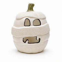 10.5-Inch Lighted Mummy Pumpkin Halloween Decor thumbnail 3