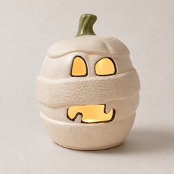 10.5-Inch Lighted Mummy Pumpkin Halloween Decor thumbnail 4