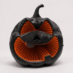 10.9-Inch Black Pumpkin LED Infinity Mirror Halloween Decor thumbnail 1